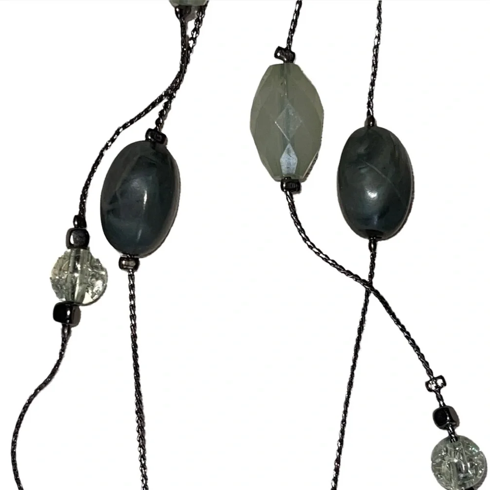 Double stranded designer necklace with multi faceted stones in euc